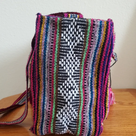 Handcrafted Colorful Striped Boho Women's Shoulder Bag - Picture 6 of 15